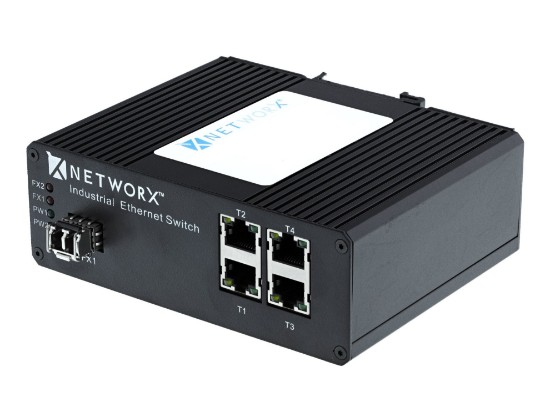 Picture of Industrial Gigabit Fiber Media Converter - 1000Base-LX, LC Multimode, 2km, 1310nm, 4 Port Switch