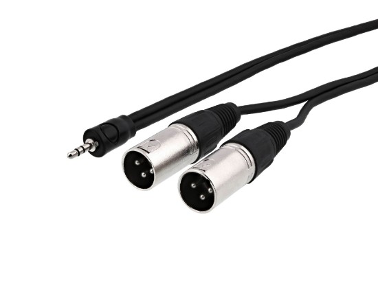 Picture of XLR Y Two Male to One 3.5mm Stereo Plug - 6 FT
