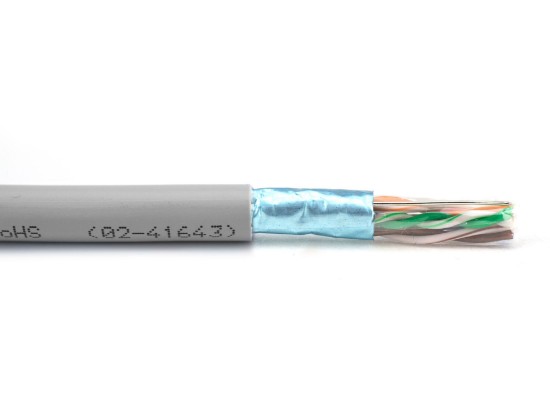Picture of Cat6 Shielded Network Cable - Solid, STP, Gray, Riser (CMR) PVC - 1000 FT