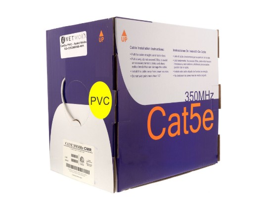 Picture of Cat5e 350Mhz Network Cable - Solid, White, Riser (CMR) PVC - 1000 FT