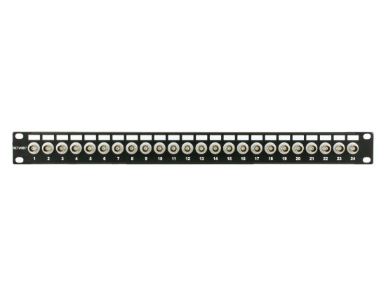 Picture of 24 Port Fully Loaded 75 Ohm Isolated BNC Coaxial Patch Panel - 1U