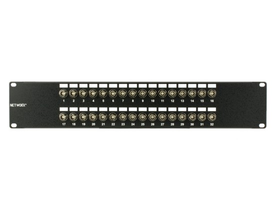 Picture of 32 Port Fully Loaded 75 Ohm BNC Coaxial Patch Panel - 2U