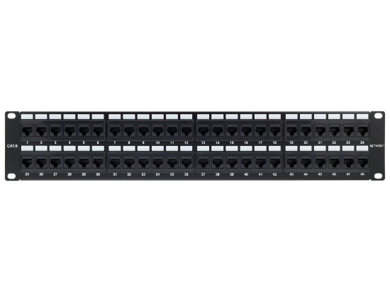 Picture of 48 Port CAT6 Rack Mount Patch Panel - 2U, TAA Compliant, RoHS Compliant