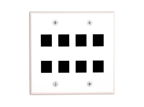 Picture of 8 Port Keystone Faceplate - Dual Gang - White