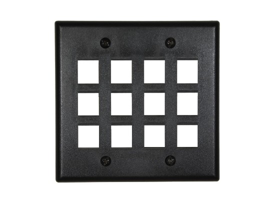 Picture of 12 Port Keystone Faceplate - Dual Gang - Black