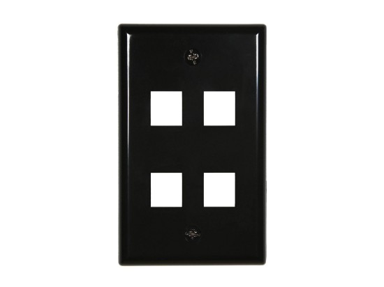 Picture of 4 Port Keystone Faceplate - Single Gang - Black