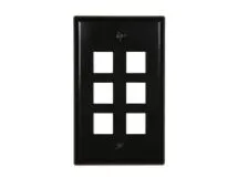 Picture of 6 Port Keystone Faceplate - Single Gang - Black