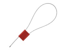 Picture of 12 Inch Red Pull Tight Galvanized Steel Cable Seal, 1.8mm Wire, Blank, 50 Pack