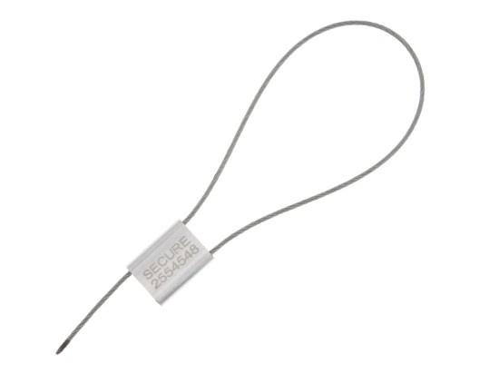 Picture of 12 Inch Silver Pull Tight Galvanized Steel Cable Seal, 1.8mm Wire, Sequential Numbering, 50 Pack