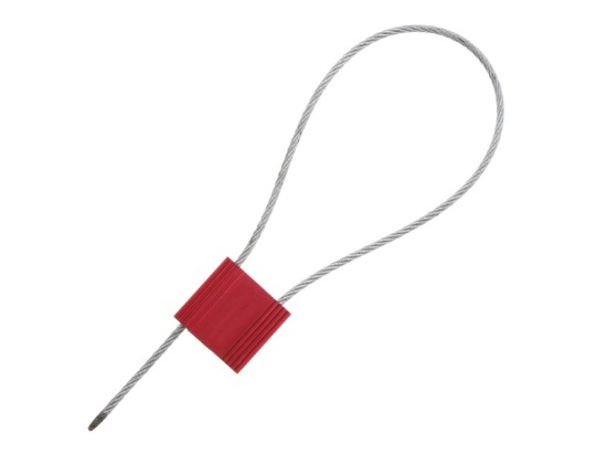 Picture of 12 Inch Red Pull Tight Stainless Steel Cable Seal, 2.5mm Wire, Blank, 50 Pack