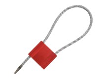 Picture of 12 Inch Red Pull Tight Galvanized Steel Cable Seal, 5mm Wire, Blank, 50 Pack