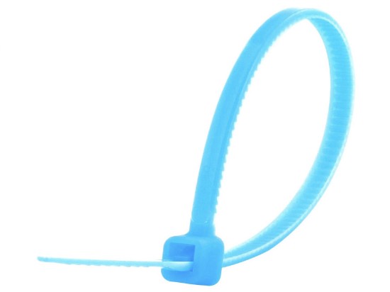 Picture of 4 Inch Fluorescent Blue Nylon Cable Ties - 500 Pack, 18 Lbs Tensile Strength