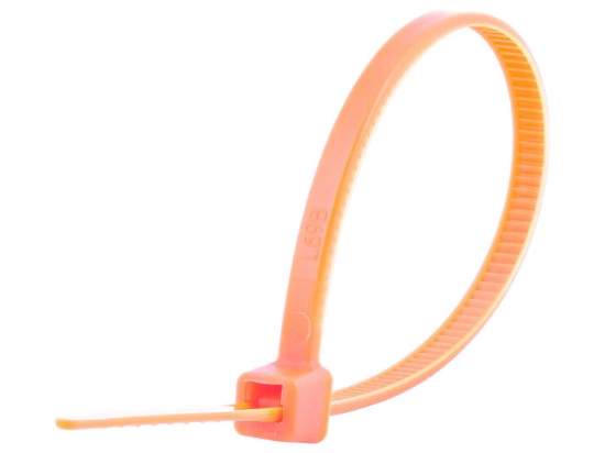 Picture of 4 Inch Fluorescent Orange Nylon Cable Ties - 500 Pack, 18 Lbs Tensile Strength, UL/RoHS Compliant