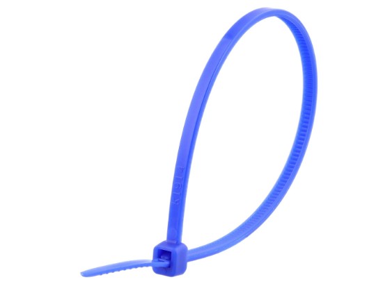 Picture of 6 Inch Blue Nylon Cable Ties - 100 Pack, UL Compliant, 18 Lbs Tensile Strength