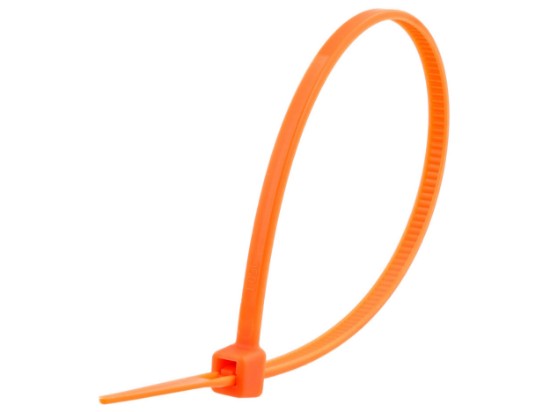 Picture of 6 Inch Orange Mini Nylon Cable Ties - 100 Pack, 18 Lbs Tensile Strength, UL Compliant