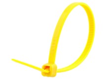 Picture of 6 Inch Yellow Nylon Cable Ties - 100 Pack, 40 Lbs Tensile Strength, UL Compliant