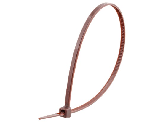 Picture of 8 Inch Brown Mini Cable Ties - 100 Pack, UL 94V-2, Nylon 6/6, 18 Lbs, 2 Inch Max Bundle Diameter