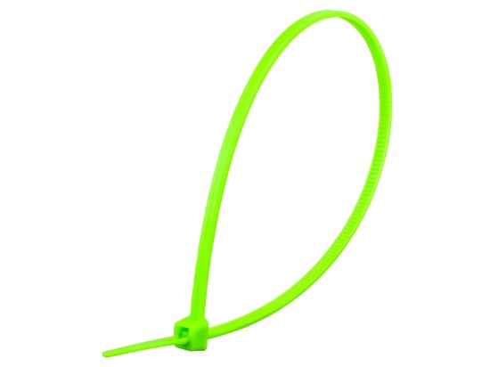 Picture of 8 Inch Neon Green Mini Cable Ties - 100 Pack, Nylon, UL Compliant, 18 Lbs Strength