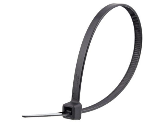 Picture of 8 Inch Black UV Resistant Cable Ties - 100 Pack, Nylon, 50 Lbs Tensile Strength, UL Rated