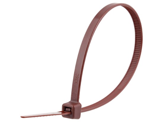 Picture of 8 Inch Brown Nylon Cable Ties - 100 Pack, 50 Lbs Tensile Strength, UL Compliant