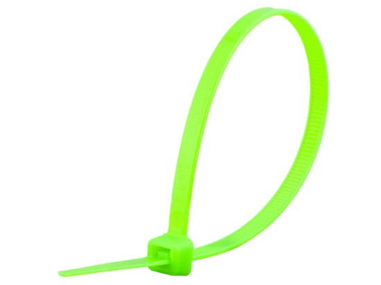 Picture of 8 Inch Fluorescent Green Nylon Cable Ties - 100 Pack, 50 Lbs Tensile Strength, UL Compliant