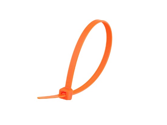 Picture of 8 Inch Fluorescent Orange Cable Tie - 100 Pack, Nylon, 50 Lbs Tensile Strength, UL Compliant