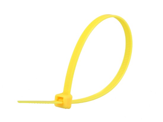 Picture of 8 Inch Fluorescent Yellow Cable Ties - 100 Pack, Nylon, UL 94V-2, 50 Lbs Tensile Strength