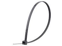 Picture of 11 7/8 Inch Black UV Cable Ties, 100 Pack, Nylon 6/6, 50 Lbs Tensile Strength, MIL-Spec, UL Rated