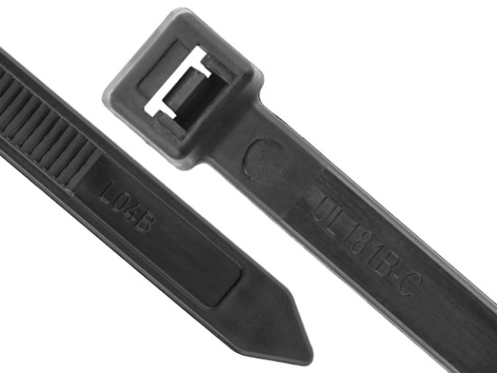 Picture of 24 Inch Black UV Heavy Duty Cable Ties - 100 Pack, Nylon, 175 Lbs, MIL-Spec, UL Rated