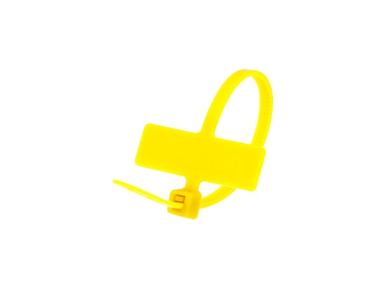 Picture of 4 Inch Yellow Mini ID Cable Tie with Inside Flag - 100 Pack