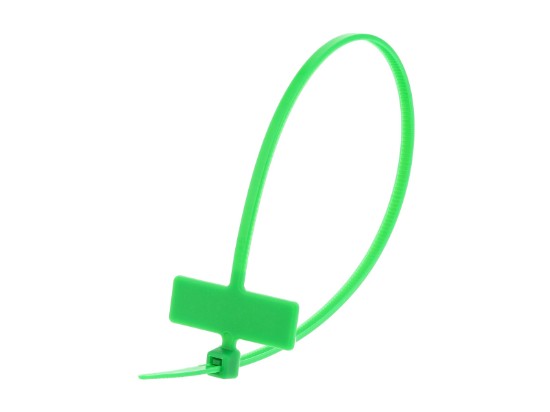 Picture of 8 Inch Green Mini ID Cable Ties - 100 Pack, Nylon, 18 Lbs Tensile Strength, UL & RoHS Compliant