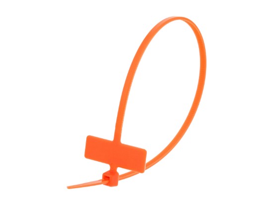 Picture of 8 Inch Orange Mini ID Cable Ties - 100 Pack, Nylon, 18 Lbs Tensile Strength, UL Compliant