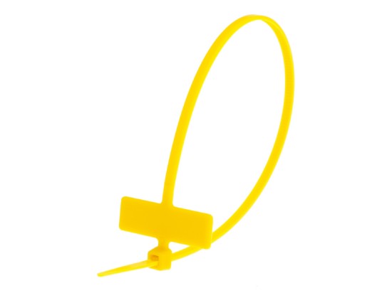 Picture of 8 Inch Yellow Mini ID Cable Ties - 100 Pack, Nylon, 18 Lbs, 2 Inch Max Bundle, UL & RoHS Compliant