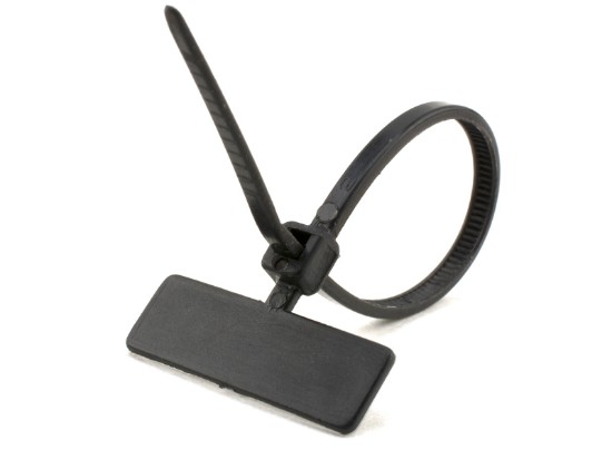 Picture of 4 Inch Black Mini ID Cable Tie w/ Outside Flag - 100 Pack