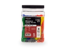 Picture of 1700 Piece 4 Inch Multi-Color Nylon Cable Tie Kit, General Purpose, UL 94V-2, RoHS Compliant