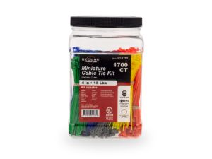 Picture of 1700 Piece 4 Inch Multi-Color Nylon Cable Tie Kit, General Purpose, UL 94V-2, RoHS Compliant