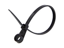 Picture of 6 Inch Black UV Resistant Cable Ties - 100 Pack, Nylon, 40 Lbs Tensile Strength, Screw Mount