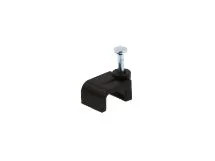 Picture of 8mm Black Flat Nail Cable Clips - 100 Pack, UV Protected, Nylon 6/6