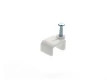 Picture of 8mm White Flat Nail Cable Clips - 100 Pack, Nylon 6/6