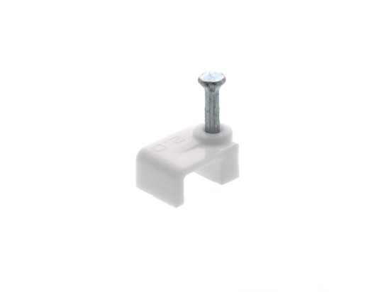 Picture of 8.5mm White Flat Nail Cable Clips - 100 Pack