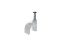 Picture of 8mm White Round Nail Cable Clips - 100 Pack, Nylon 6/6