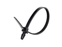 Picture of 8 Inch UV Black Push Mount Cable Ties - 100 Pack, Nylon, UL 94V-2, 50 Lbs Tensile Strength