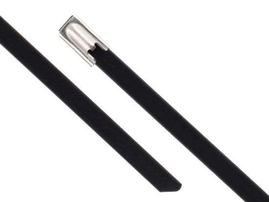 Picture of 20 Inch UV-Resistant 316 Stainless Steel Cable Ties, Black, Pack of 100