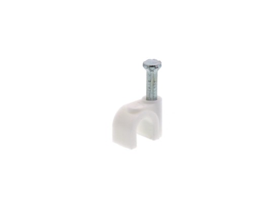 Picture of 6mm White Round Nail Cable Clip - 100 Pack