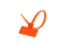 Picture of 4 Inch Orange Miniature ID Cable Tie - Outside Flag - 100 Pack