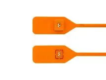 Picture of 13 Inch Standard Blank Orange Tear Away Plastic Seal with Steel Locking Piece - 100 Pack