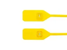 Picture of 13 Inch Standard Blank Yellow Tear Away Plastic Seal with Steel Locking Piece - 100 Pack