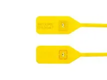 Picture of 13 Inch Standard Yellow Tear Away Plastic Seal with Steel Locking Piece - 100 Pack