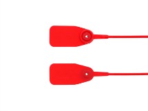 Picture of 12 1/2 Inch Blank Standard Red Pull Tight Plastic Seal with Steel Locking Piece - 100 Pack