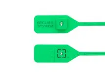 Picture of 14 1/2 Inch Standard Green Pull Tight Plastic Seal with Steel Locking Piece - 100 Pack